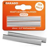 Gakago Ersatzklinge Kraft-Schaber (2er Pack) - Hochwertige 65mm Ziehklinge aus langlebigen Wolframcarbid für Holz, Metall, Beton oder Stein