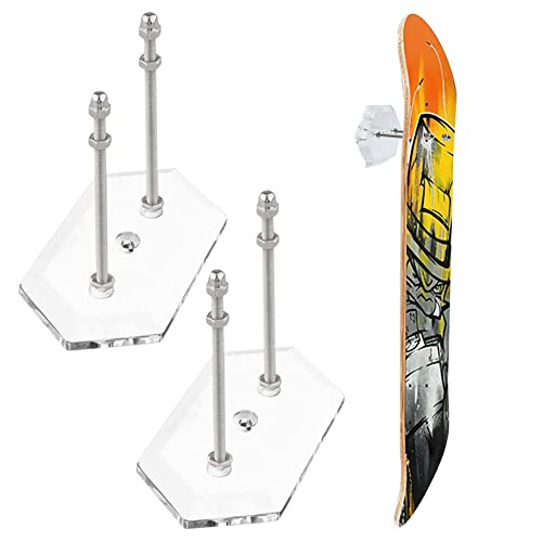 Rebanky 2 Stück Skateboard Wandhalterung Acryl Skateboard Halterung Wand Clear Skateboard Display Skateboard Rack Clear für Skateboard Deck Display und Lagerung