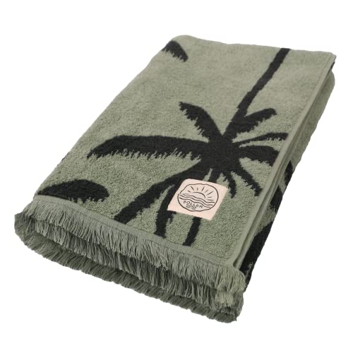Depotex Textilhandel GmbH Strandtuch Strandlaken Badetuch Palmen Grün Anthrazit Grau Handtuch Liegetuch Strand Urlaub 100x180