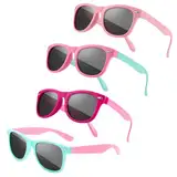 NIEEKRUN 4 Stück Polarisierte Sonnenbrille, Kinder Polarisiert Flexible Sonnenbrille, Silikon Rahmen Sonnenbrille, UV-Schutz Mode Bequeme Sonnenbrille für Jungen und Mädchen Alter 3-10 JahreBürsten