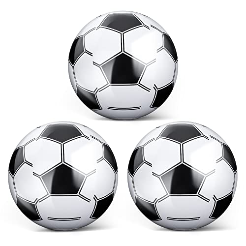 Grevosea 3 Stück Aufblasbarer Ball, 25cm Aufblasbarer Fußball Klein Aufblasbarer Strandball für Kinder Pool Fußball Wasserball für Sommer Strand Schwimmen Pool Sport Spiel Party Supplies