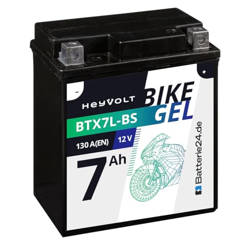 HeyVolt GEL Motorradbatterie 12V 7Ah 50614 BTX7L-BS YTX7L-BS CTX7L-BS FTX7L-BS HTX7L-BS DTX7L-BS