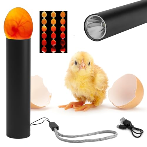 TNSLAND Schierlampe für Hühnereier und Dunkle Eier, LED Eier Kontrollgerät mit 3 Lichtmodi, USB & Akku, Inkubator Zubehör zum Beobachten von Wachtel-, Hühner- und Bruteiern Inkl, Aufbewahrungsbox