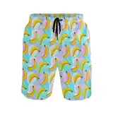 PAQGSREM Bananen-Badehose für Herren, schnell trocknend, Board-Shorts, Bademode, Urlaub, Party, Badeanzug, merhfarbig, S