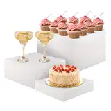 Dokeno 3 Stück Acryl Display Ständer, Tortenständer, Buffet Ständer, Präsentationsständer, Lebensmittel Ständer, Dessert Ständer für Schmuck, Parfüm, Figuren, 15 cm, 18 cm, 20 cm, Weiß