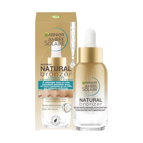 Garnier Selbstbräunungs-Konzentrat, Serum für einen natürlich gebräunten Teint, Für eine gleichmäßige und langanhaltende Bräune, Ambre Solaire Natural Bronzer, 1 x 30 ml