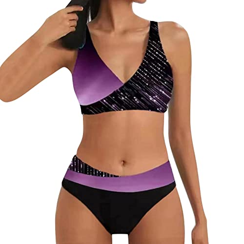 Generisch Gerippter O-Ring-String-Bikini-Badeanzug für Damen, freche Tanga-Badebekleidung, Zweiteiliger Badeanzug Bikini Hellblau Bikini Damen Set Xs