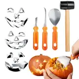 Halloween Kürbis Schnitzset,2024 Neuestes Kürbis Schnitzmesser Kinder mit Kürbis Ausstecher Edelstahl Schnitzwerkzeug Kürbis Pumpkin Carving Kit Kürbis Schnitzen Werkzeug