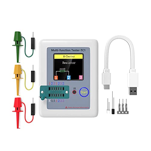 VOKTTA LCR-TC1 Transistor Tester, Multifunktions TFT Tester,1.8" LCD Display Hintergrundbeleuchtung für Dioden Trioden Kondensatorwiderstand,Transistor, LCR ESR NPN PNP MOSFET LW21