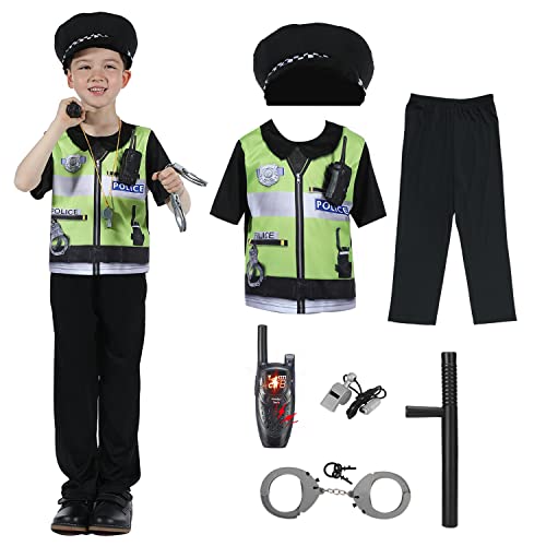 Sincere Party Kinder Polizistin Kostüm Kinder Polizist Outfit Cop Verkleidung Verkleidung für Jungen und Mädchen 4-6 Jahre