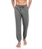 COLORFULLEAF Schlafanzughose Herren Lang Schlafhose mit Bündchen Pyjamahose für Männer Jogginghose 1/2er Pack Haushose(Grau,L)