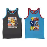 United Labels Feuerwehrmann Sam Unterhemd für Jungen Kinder Tank Top Hemdchen Unterwäsche Blau/Grau (2er Pack) (110-116)