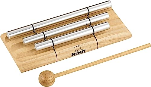 Nino Percussion Energy Chimes Musikinstrument – mit 3 Klangstäben – inklusive Schlägel – für Kinder ab 3 Jahren – Holz und Aluminium, Natur (NINO580)