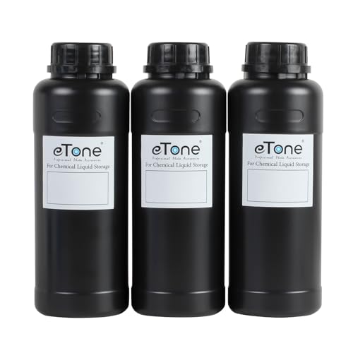 eTone 3X 500ml Vorratsflaschen für Fotochemikalien und Trichter Dunkelkammer-Chemikalienaufbewahrungsflaschen mit Kappen Film-Fotoentwicklungsgerät (Schwarz)