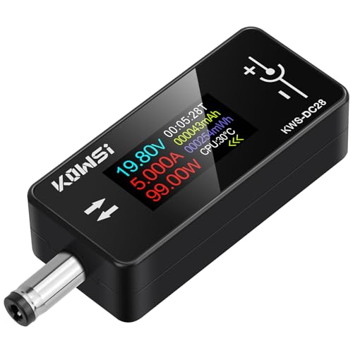 DC Voltage Tester DC Power Meter, 4-30V 0-12A Zwei-Wege-Messung Spannung Strom Kapazität Amp Volt Voltmeter Ammeter Detector Digital Tester für DC 5,5 x 2,5/2,1 Port Gerät