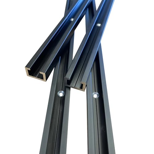 1m Aluminium C-Profil M8 Alu C Profil Black Edition gebohrt inklusive Schrauben zur Befestigung T Nut Schiene (Länge 1m + 5x Schraube)