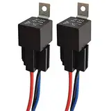 Gebildet 12V 40A SPST 4-Pin Auto Relais mit 12AWG Steckdose, 4-Polig KFZ Fahrzeug Motor Relais mit Drähte,Umschalt Relais, Pack of 2