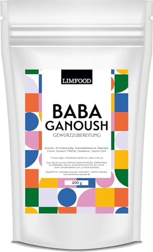 Limfood | 200g Baba Ganoush Gewürz, Gewürzmischung, für Auberginencreme, Baba Ganusch Gewürz für Mezze Gericht aus gegrillter Aubergine und Sesampaste