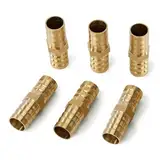 6 STK 16mm Messing Schlauchtülle, 2 Wege Gerade Schlauchverschraubung Kraftstoffleitung Verbinder Schlauchanschluss Gerade Widerhaken Splicer Mender für Wasser Kraftstoff Luft
