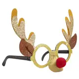 PARTYLOSOPHY 1 Stück - Reno Brille mit roter Nase mit Weihnachtsmotiv - Standardgröße - Weihnachtsbrille Rentier Weihnachtsdekoration Rentier Brille Weihnachten Rentier Brille mit Nase