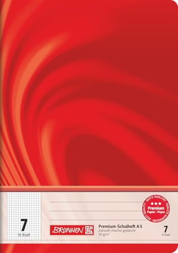 BRUNNEN Schulheft Premium Vivendi | A5, Lineatur 7, 16 Blatt, rot
