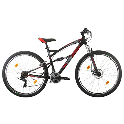 Bikesport Parallax 29 Zoll Mountainbike, doppelte Federung für Herren, Shimano 21 Gänge (schwarz)