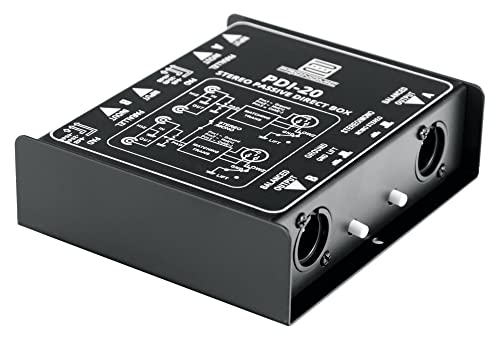 Pronomic PDI-20 passive Stereo-DI-Box - Frequenzbereich: 15 Hz - 30 kHz - Stereo/Mono-Schalter - Pad-Schalter - Ground-Lift - schwarz