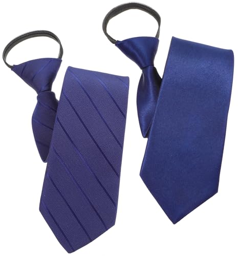 ValueBargain 2Pcs Krawatte Blau, Krawatte Dunkelblau Verstellbarer Reißverschluss, Blaue Krawatten Herren Das Wünschenswert Accessoire für Geschäftliche und Formelle Anlässe