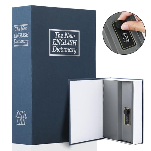 Buchtresor mit Zahlenschloss - Buchsafe Tresor für Zuhause Geheimversteck versteckter Heimtresor für Bücherregal Geldkassette Zahlenschloss zum Aufbewahren von Schlüsseln Dokumenten Schmuck (Blau)