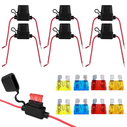 Gvolatee Sicherungshalter 12 Volt(6Pcs), Halter Kfz Feinsicherungshalter Für Kfz-Sicherungen, Sicherheitshalter Sicherungen Flachsicherungshalter, Auto 12V Sicherung Sicherungskastenhalter