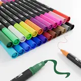 Jnyan Filzstifte Dual Brush Pinselmarker, 24 Farben Feine Spitze & Pinselspitze für Erwachsene und Kinder–Zum Ausmalen, Zeichnen, DIY-Projekte, Journaling, Scrapbooking und Schulbedarf