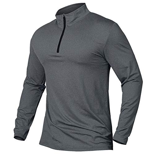 CARWORNIC Herren Langarmshirt Half Zip Sportshirt Laufshirt 1/4 Zip Pullover Leicht Atmungsaktiv Gym Jogging Trainingsshirt mit Stehkragen