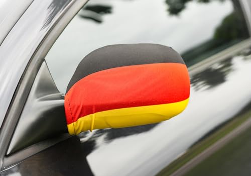 BRUBAKER Autospiegel Flagge Deutschland - Autofahnen für Außenspiegel PKW - 2er Set Spiegel Cover Überzug Deutschlandfahne für EM 2024 - Europameisterschaft Fanartikel - Schwarz Rot Gold