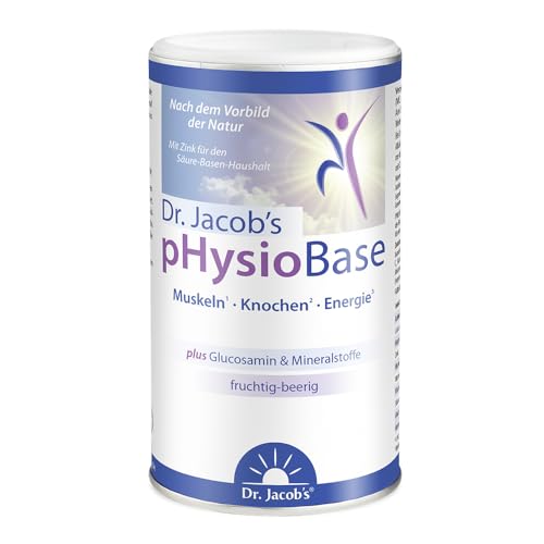 Dr. Jacob's pHysioBase 300 g Dose I vegan mit der Kraft echter Beeren & Glucosamin I auf Basis von Citrat & Laktat, Kalium, Magnesium, Calcium, Vitamin C I für Muskeln¹, Knochen² & Immunsystem³