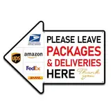 PETCEE Schild mit Aufschrift "Please Leave Packages and Deliveries", Paketlieferung, Schild, Paket, Haustür, Hofschild für den Außenbereich, Lieferanleitung für Pakete von Amazon FedEx USPS UPS DHL