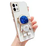 Miagon Blau Galaxie Astronaut Ständer Hülle für Xiaomi Redmi Note 13 4G,Cute Mädchen Dünn Galvanisierte Schutzhülle Weiches Case Bumper mit Astronaut Halter Kickständer