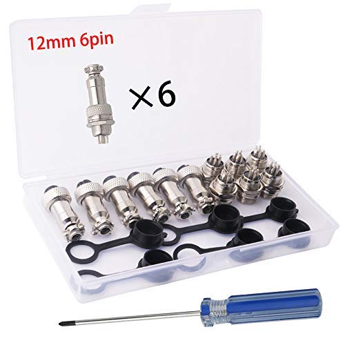 RUNCCI-YUN GX12 6 Pins Panel Metallmontage Rund Metall Aviation Stecker Adapter Männlich Weiblich Steckdose (6 Stücke)