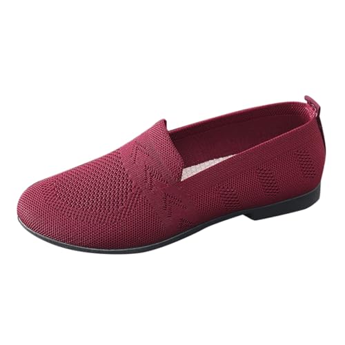 Ballerinas Damen Flache Schuhe Runde Zehe Strick Kleid Schuhe Slip On Sneaker Loafer Ballerina Walking Flats Tanzschuhe Halbschuhe Strickschuhe Bequem Weich Balerinaschuhe Sommerschuhe