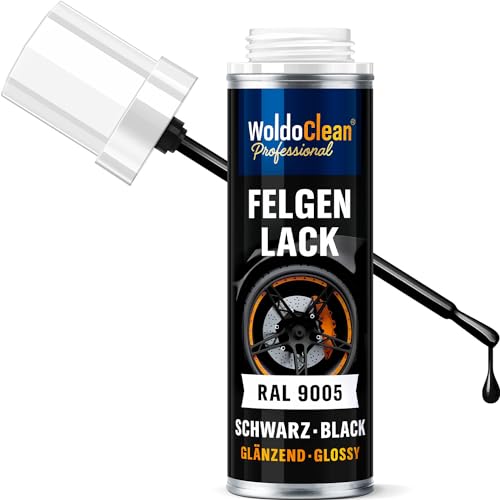 WoldoClean Felgen Lackstift schwarz zum Entfernen von Kratzer - 12ml schnelltrocknender & glänzender 1K-Acryllack