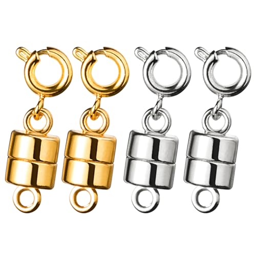 4 Pcs Magnetverschluss Schmuck, Magnetverschluss Für Ketten, Kettenverschluss Magnet, Magnetverschluss Kette(2 Gold+2 Silber)