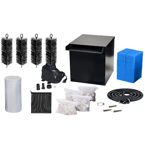 Biling Wasserfall Teich Garten Wasserfallfilter Komplettset Bioteichfilter, Pool Wasserfall mit 4500L/H Pumpe Biofilter, Teichfilter Wasserfall Bachlauf Filteranlage für Garten Wasserspiel Terrasse