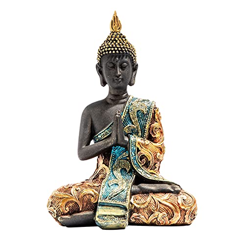 LOVIVER Buddha Statue Thailand Buddha Skulptur Harz Sitzen Miniatur Buddha Statuen Fengshui Figur Startseite Wohnzimmer Schlafzimmer Tempel Desktop Büro Decor