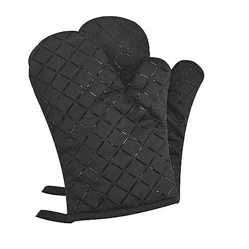 Premium Anti-Rutsch Ofenhandschuhe (1 Paar) bis zu 240 °C - Silikon Extrem Hitzebeständige Grillhandschuhe BBQ Handschuhe - Backofen Handschuhe, zum Kochen, Backen, Barbecue Isolation Pads (schwarz)