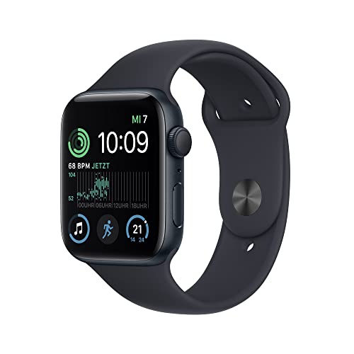 Apple Watch SE (2. Generation) (GPS, 44mm) - Aluminiumgehäuse Mitternacht mit Sportarmband Mitternacht - Regular (Generalüberholt)