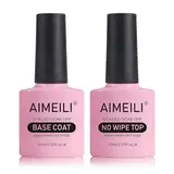 AIMEILI Base Coat Top Coat UV LED Gel Nagellack Gellack Unterlack & Überlack Set Nägel Maniküre Kit 2×10ml