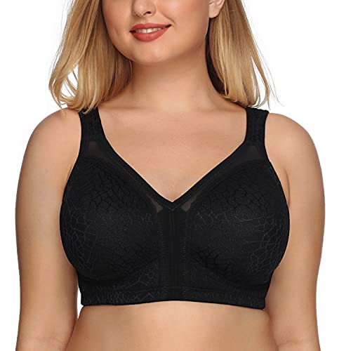 DotVol Damen Komfort Vollschalen Minimizer BH Bügellos Ohne Bügel Große Größen Unterwäsche (95G, Schwarz)