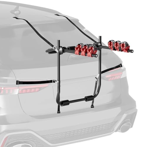 Wiltec Kofferraum Fahrradträger für 3 Fahrräder, Heckklappenfahrradträger Stahl, Fahrradträger für Heckklappe bis 45 kg, Stabiler Heckklappenträger