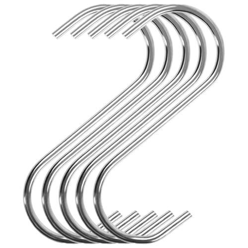 leersao 5 Stück Haken aus Edelstahl in S-Form, S-Form, Küchenhaken, multifunktional, S-Form, für Küche, Bad und Schlafzimmer