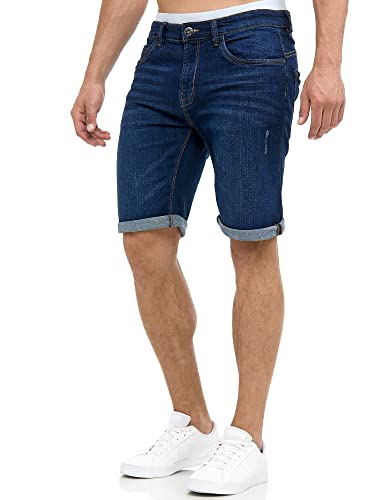 Indicode Herren Caden Jeans Shorts mit 5 Taschen | Herrenshorts Used Look für Männer Blue XXL
