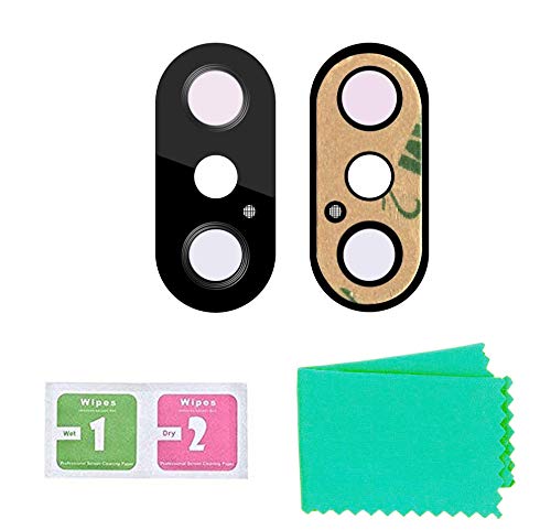 2 Stück Ersatz kompatibel mit iPhone X Kamera Linse Glas Rückseite Linse von Hauptkamera Back Kamera Camera Scheibe mit Kleber